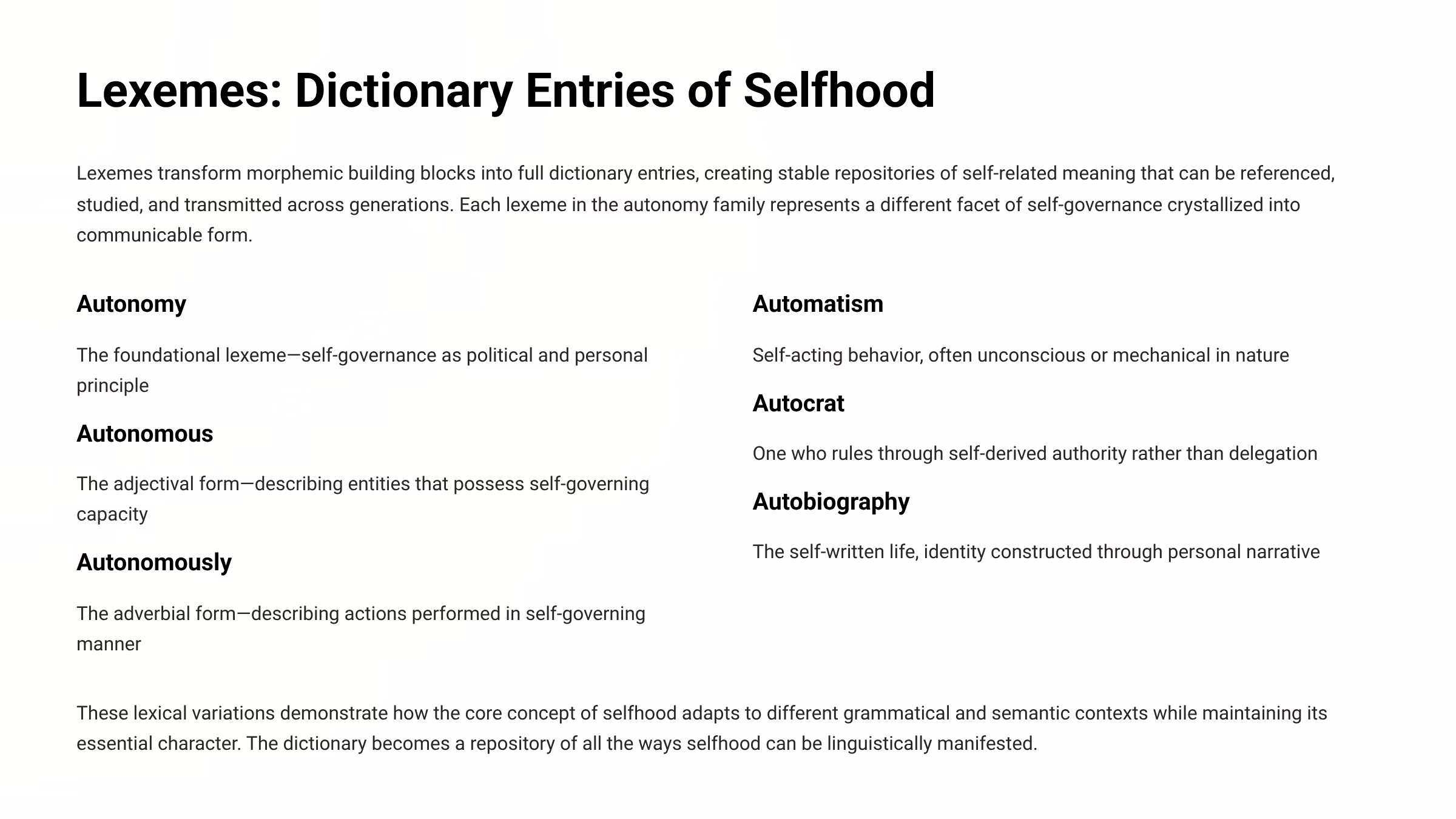 Autonomics: The Law of Self